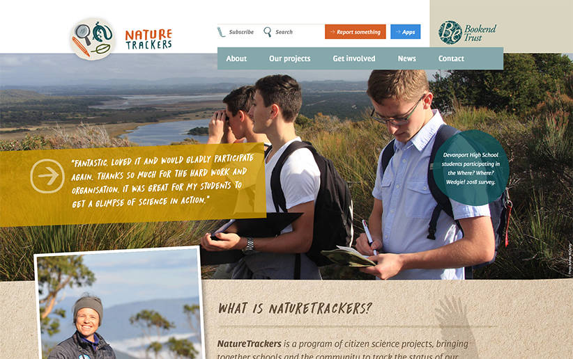 NatureTrackers desktop view